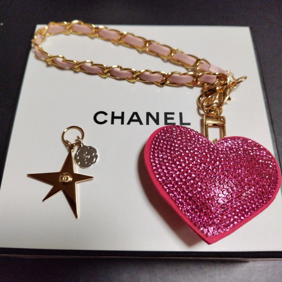 CHANEL 2025 Holiday Comet Camellia Novelty Charm with Comet Heart shaped Strap