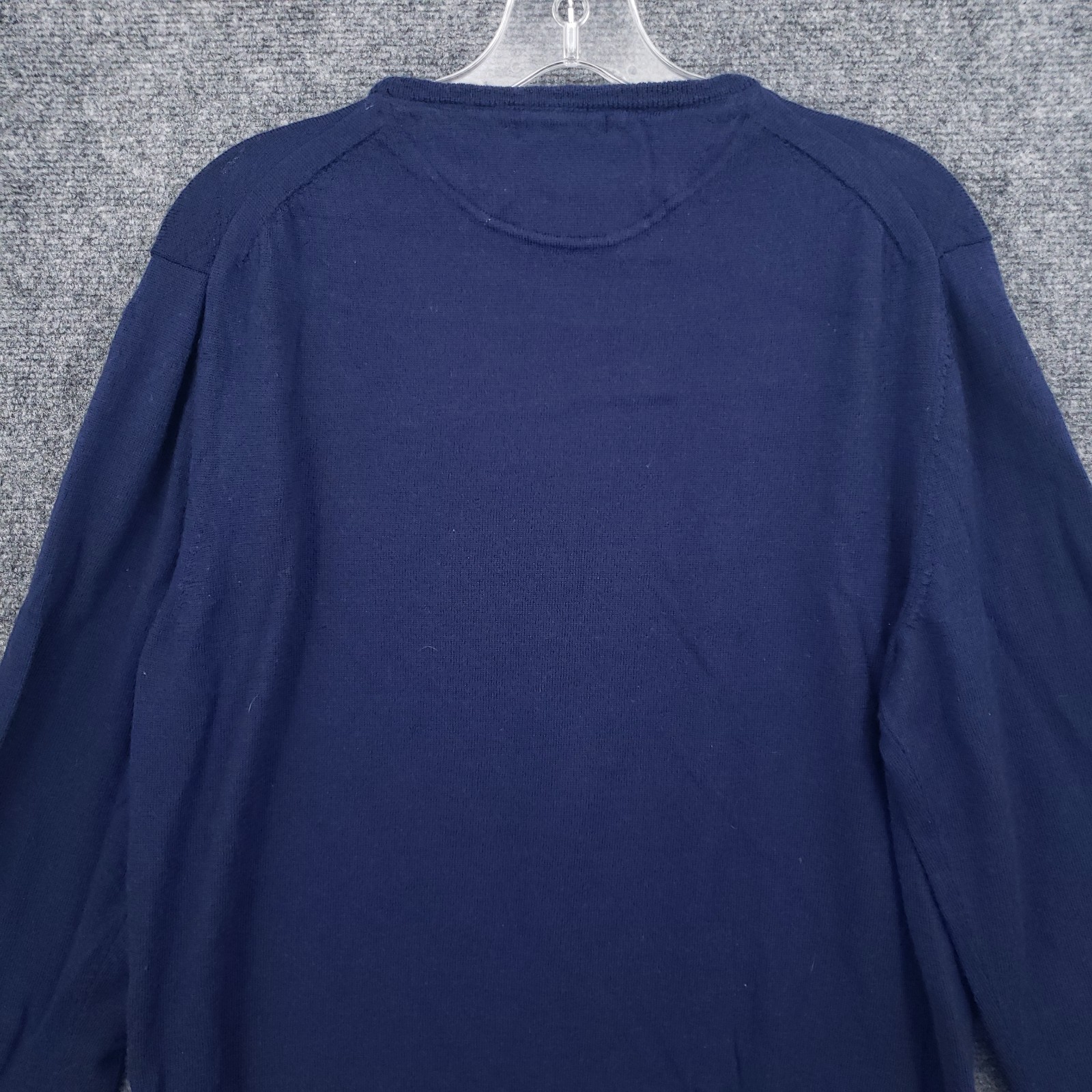 Tasso Elba Sweater Mens L Large Blue Extra Fine Merino Wool Pullover Jumper