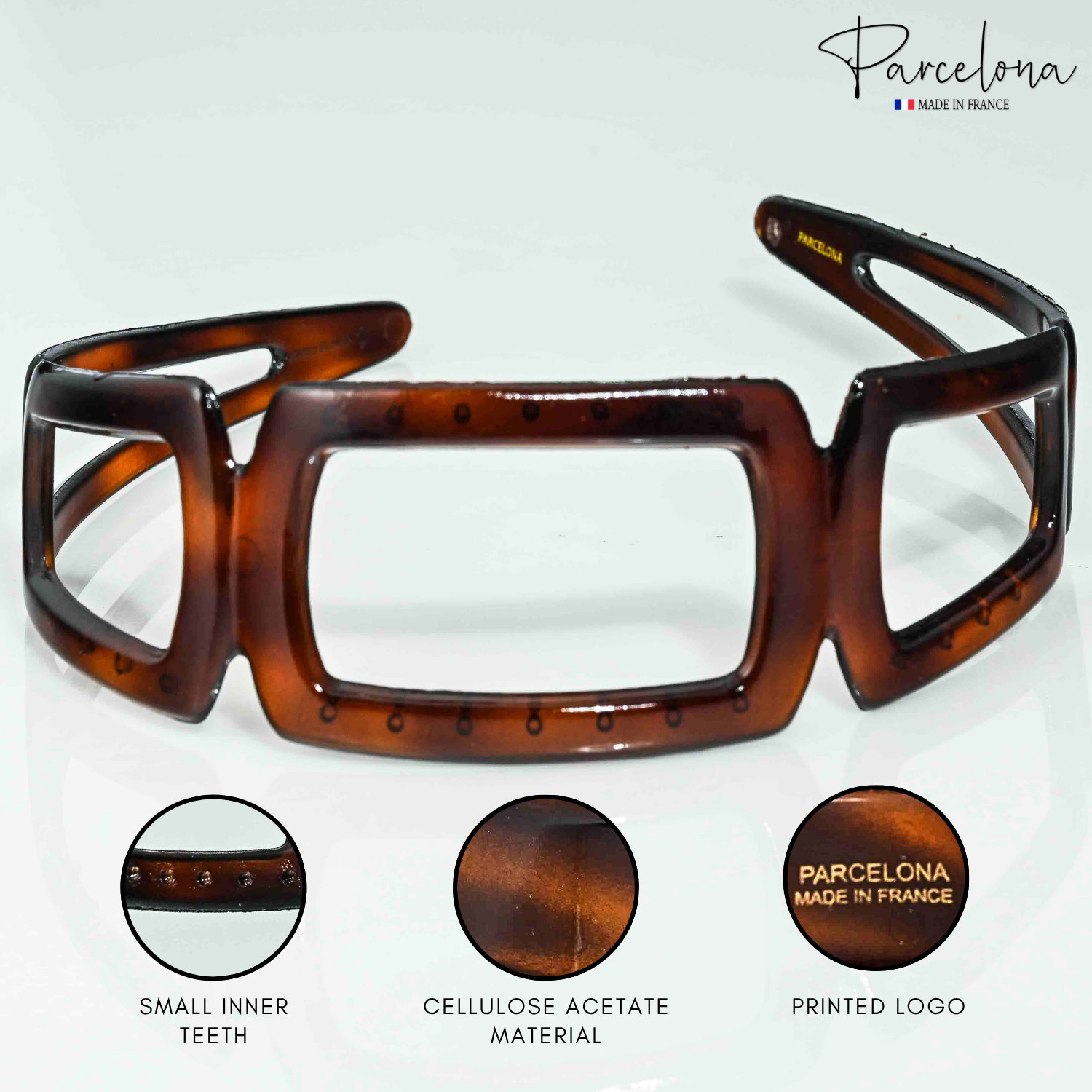 Parcelona Open Geometric Tortoise Acetate Headband French Lightweight Hairband