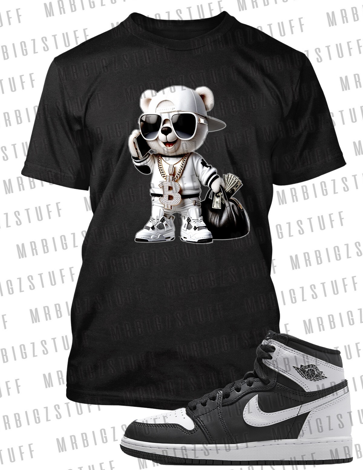 Big Tall Panda Bear 8X Bigdude Tee Shirt to Match J1 Panda Graphic Hip Hop T