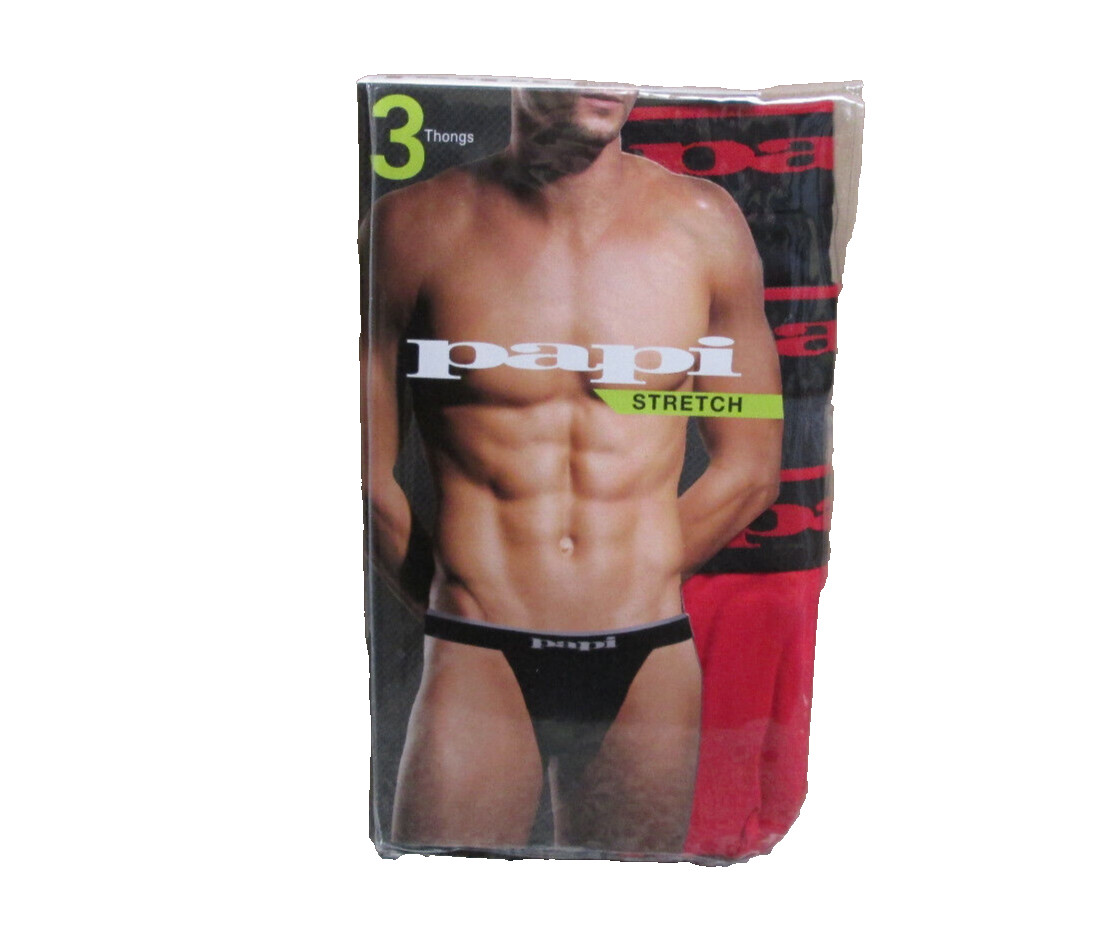 Brand New 3 Pack men’s Papi Sexy Soft touch Thong Thongs Underwear Medium 32-34