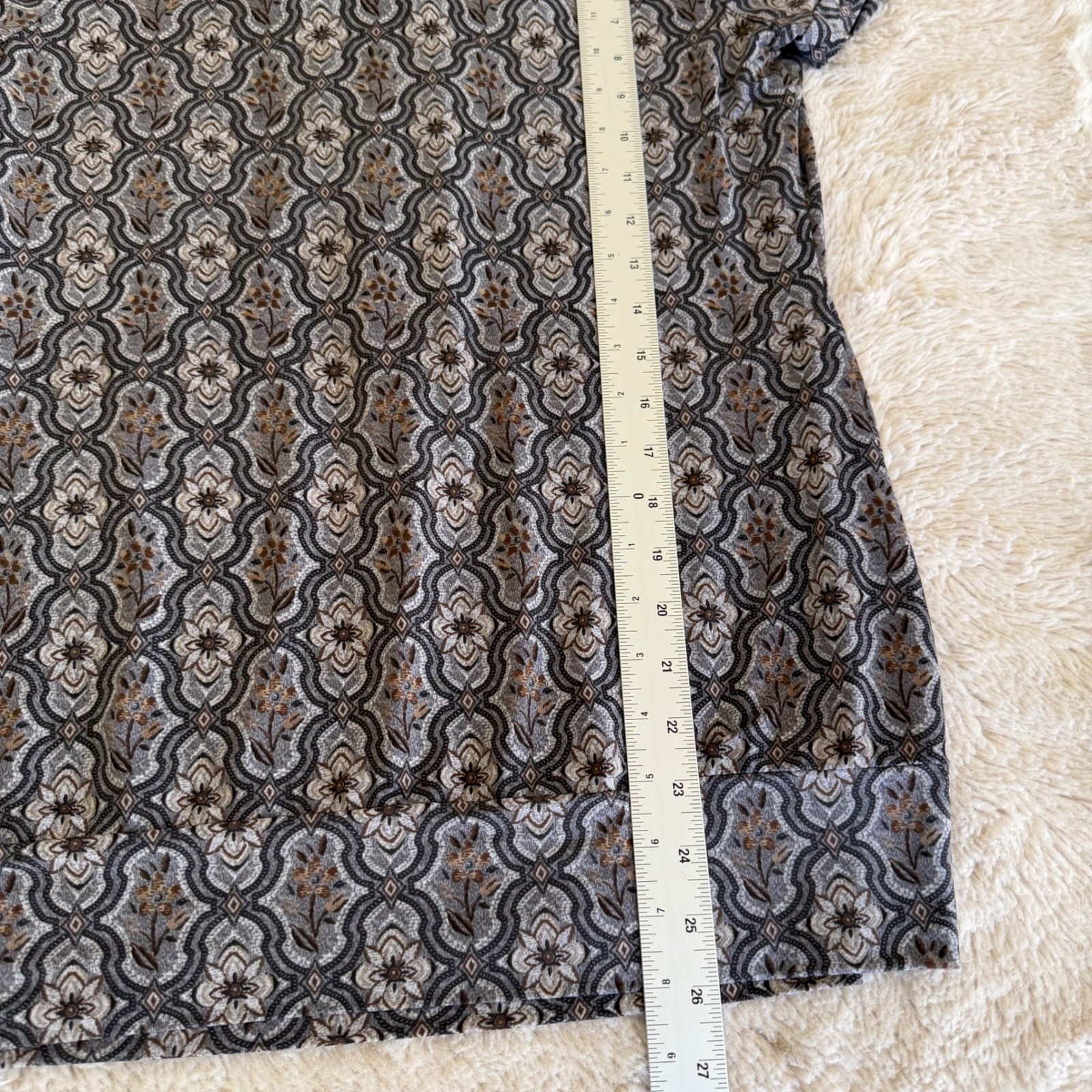 Whimsy Twee Boho Gray Funky Pattern Cap Sleeve Blouse Top Rhinestones 2000s Cute