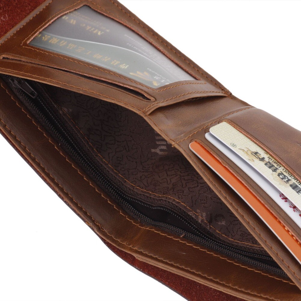 Men’s Leather Bifold Wallet ID Credit Card Holder Money Coin Purse With Hasp US