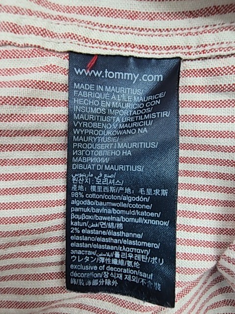 Tommy Hilfiger Mens Red/White/Blue Striped Slim Fit Shirt Size S – Casual