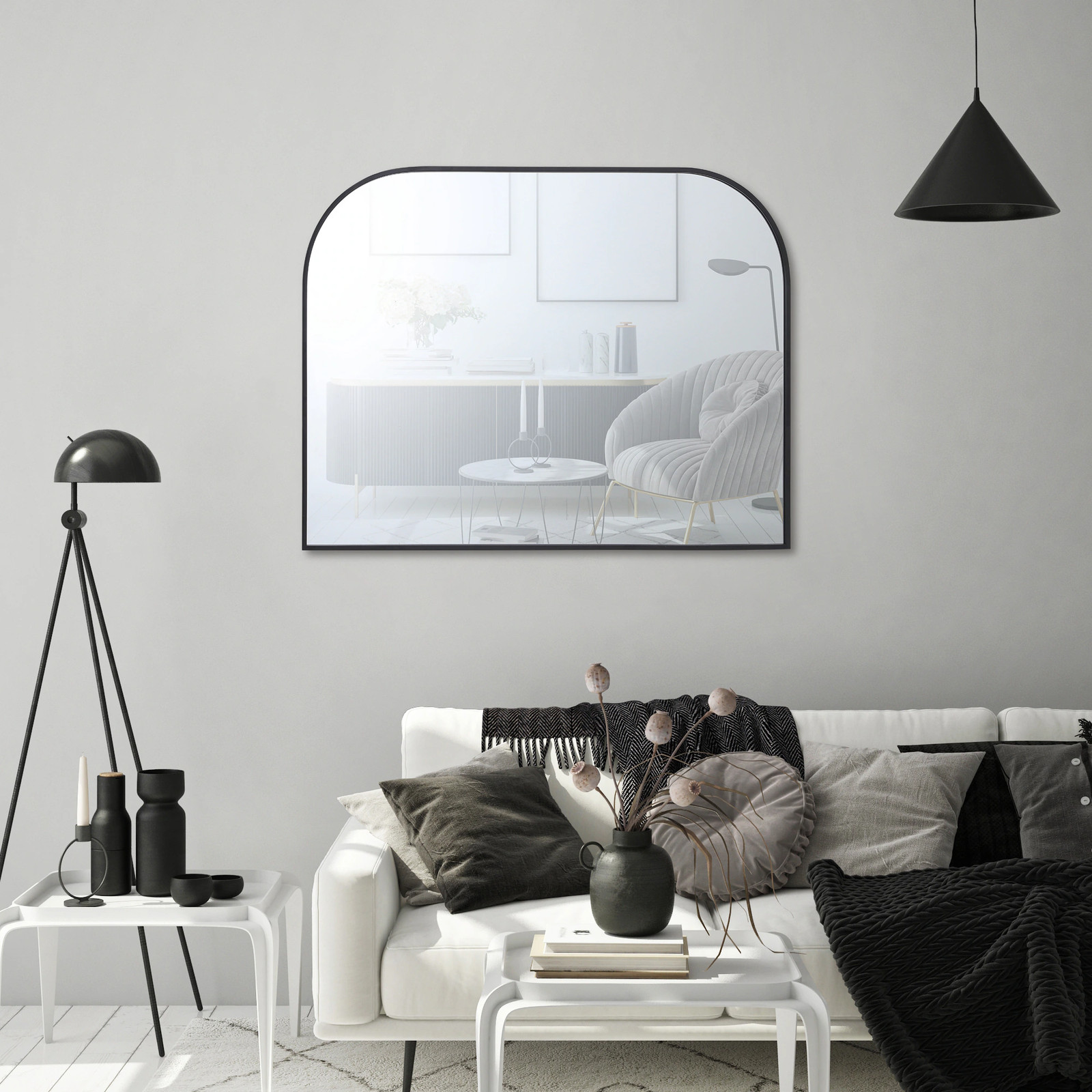 Origin 21 40-in W x 30.0-in H Rectangle Black Framed Wall Mirror|16790