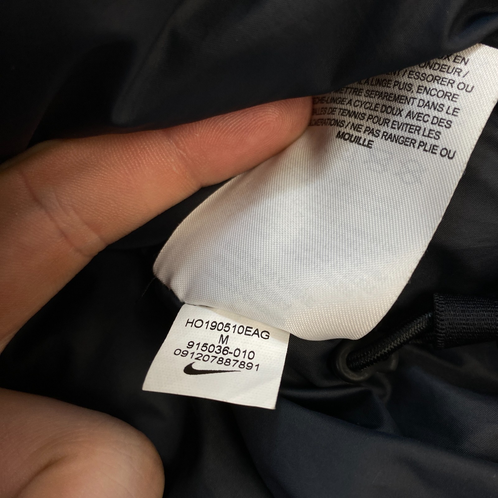 Nike Team Training 550 Down Fill Hood Puffer Jacket Medium Black Quilted 915036