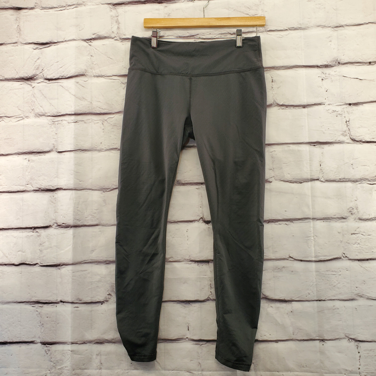 PRANA Leggings Womens Large Athletic Ruched Ankle Yoga Waistband Textured Gray