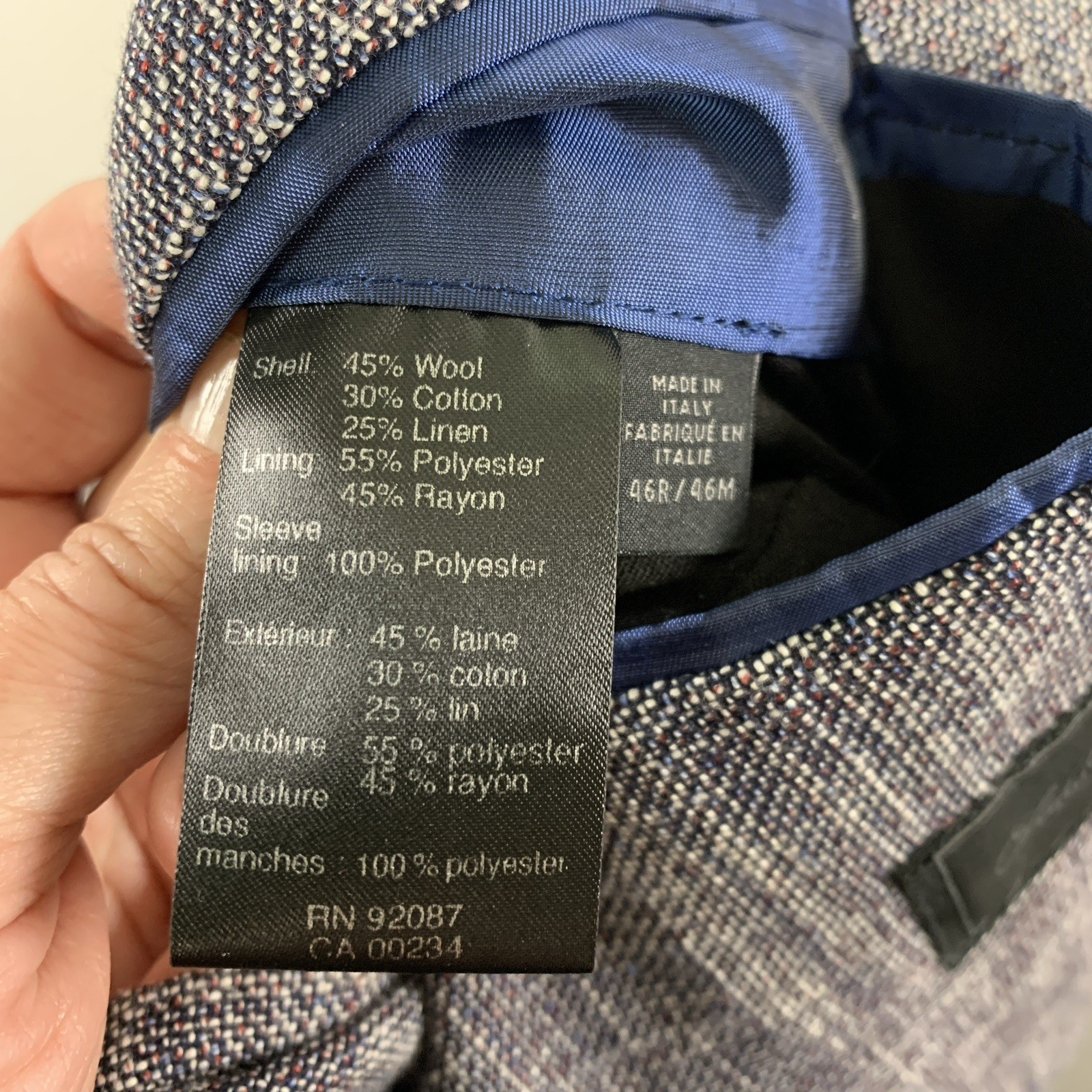 Mens Unstructured Hopsack Sport Coat 46R Summer Wool Linen Cotton Patch Pocket
