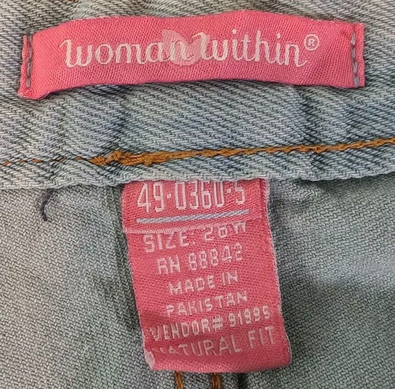 Woman Within Wide Leg Jeans 28W Light Blue Five Pocket Cuff Width 11 Inches NEW