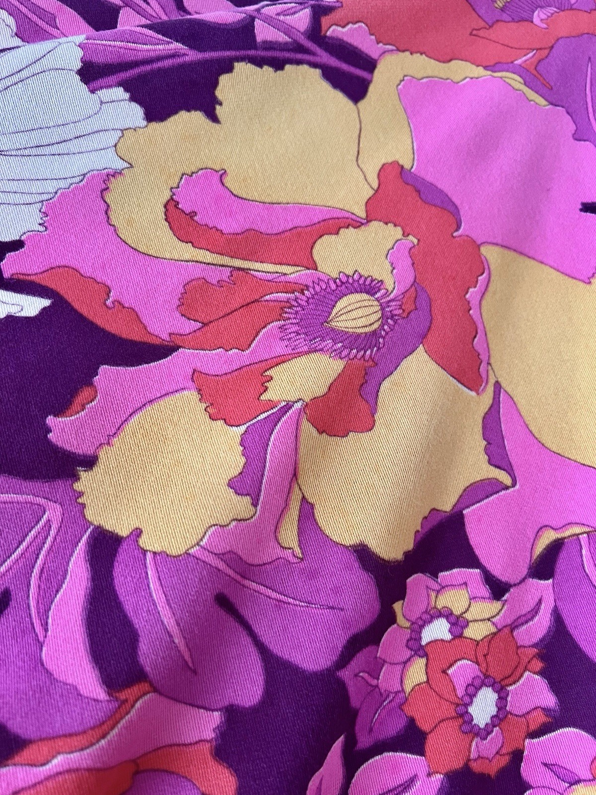 1970s Mr. B of California Psychedelic Floral Wing Sleeve Caftan Dress Maxi Gown