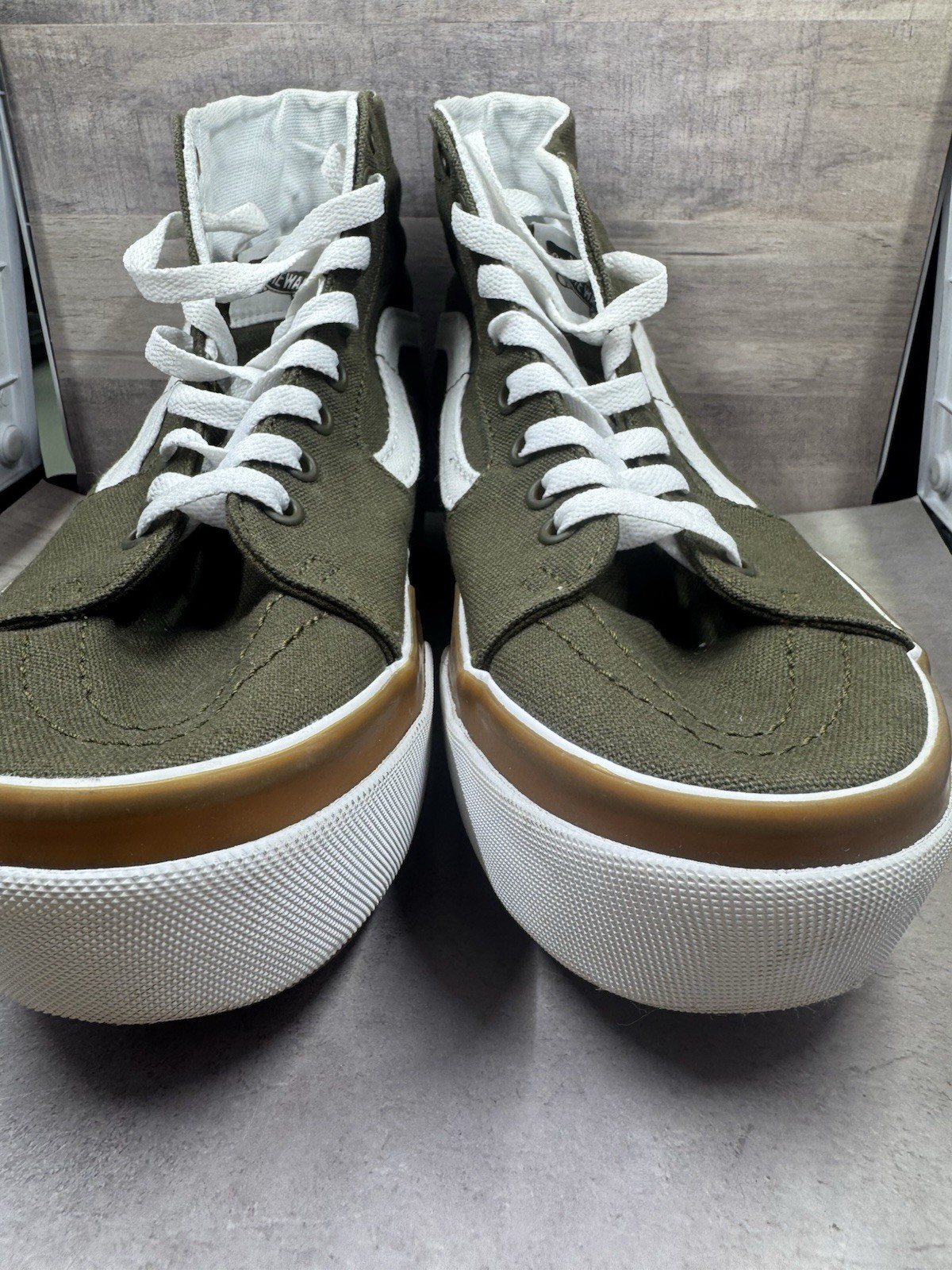 Vans SK8 Hi Tapered Stackform Canvas Dark Olive Green Men 8 Women 9.5 Mint Cond