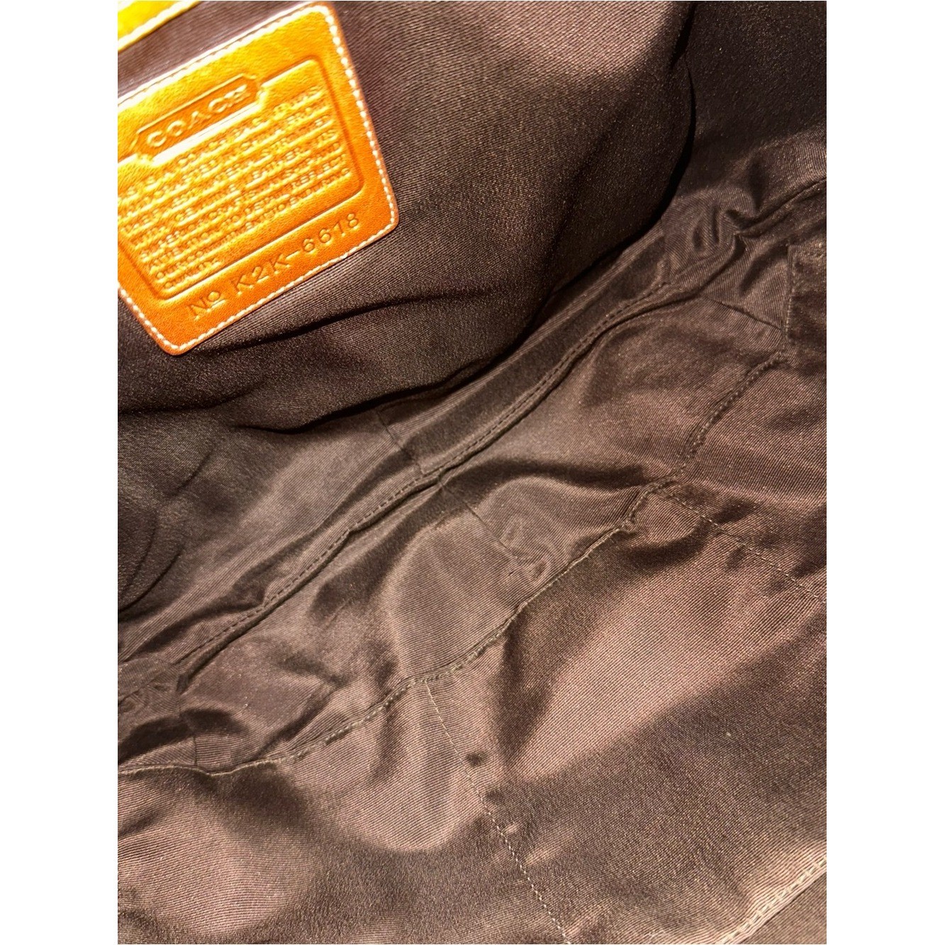 Coach Ergo Large Crescent Hobo Bag Brown Monogram Canvas Orange Leather