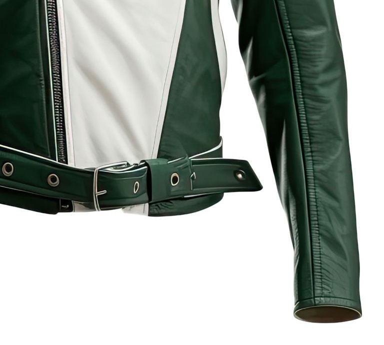 Motorbike Riding Leather Jacket Retro Cafe Racer Belted Armor Coat Men New