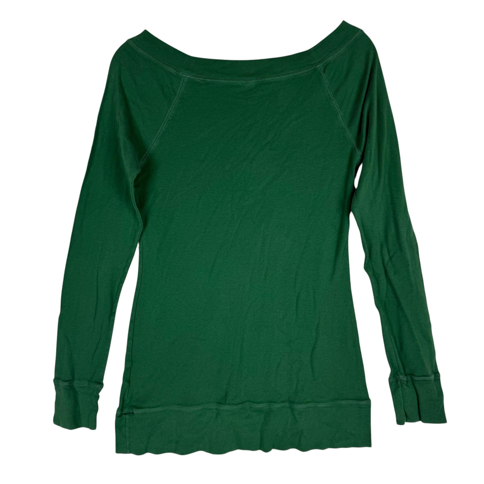 Old Navy Shirt Womens Large Green Boat Neck Raglan Long Sleeve SF NY Jersey