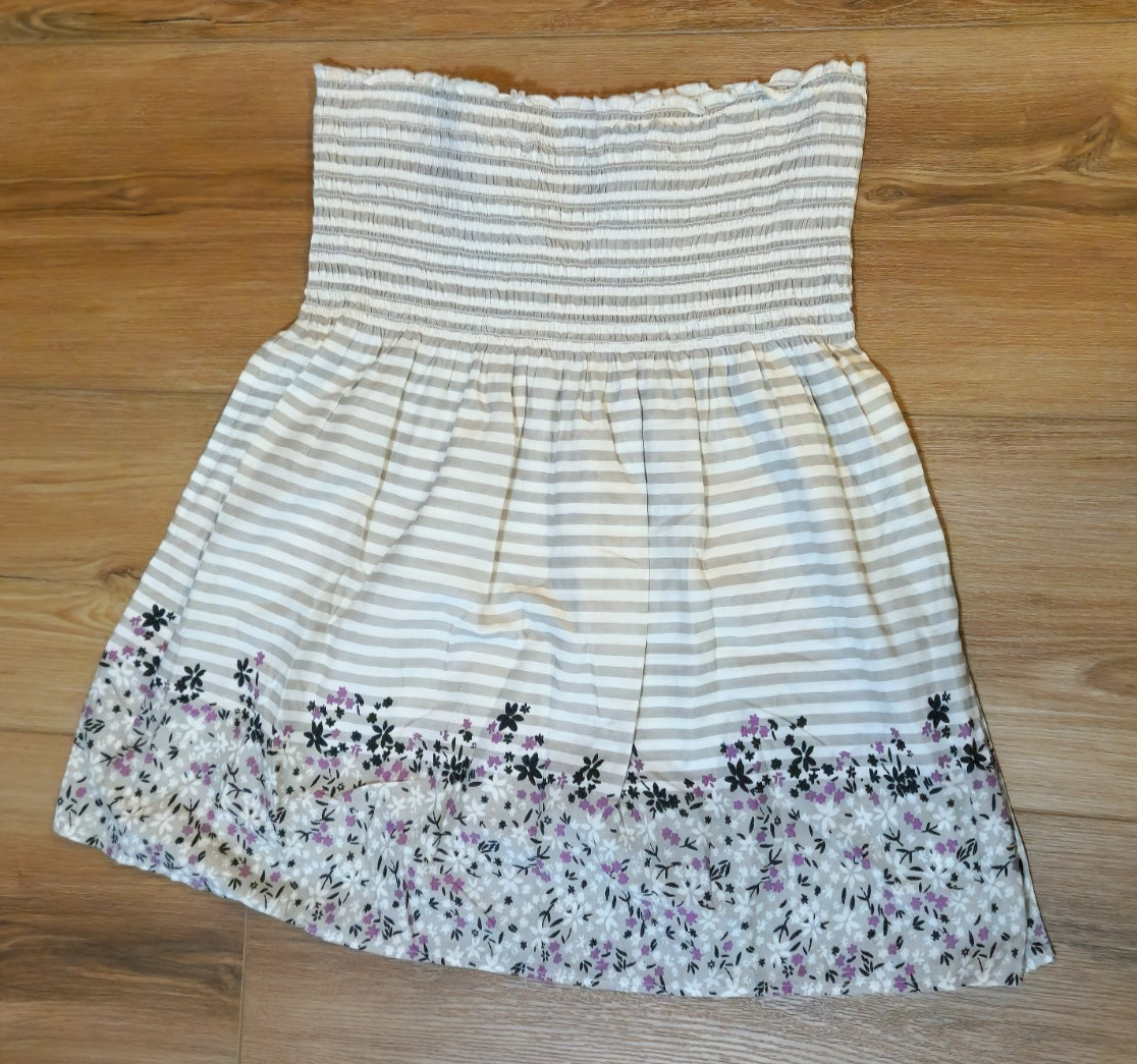VINTAGE Y2K Arizona Jean Company Tube Top XL 100% Cotton Floral Striped Boho