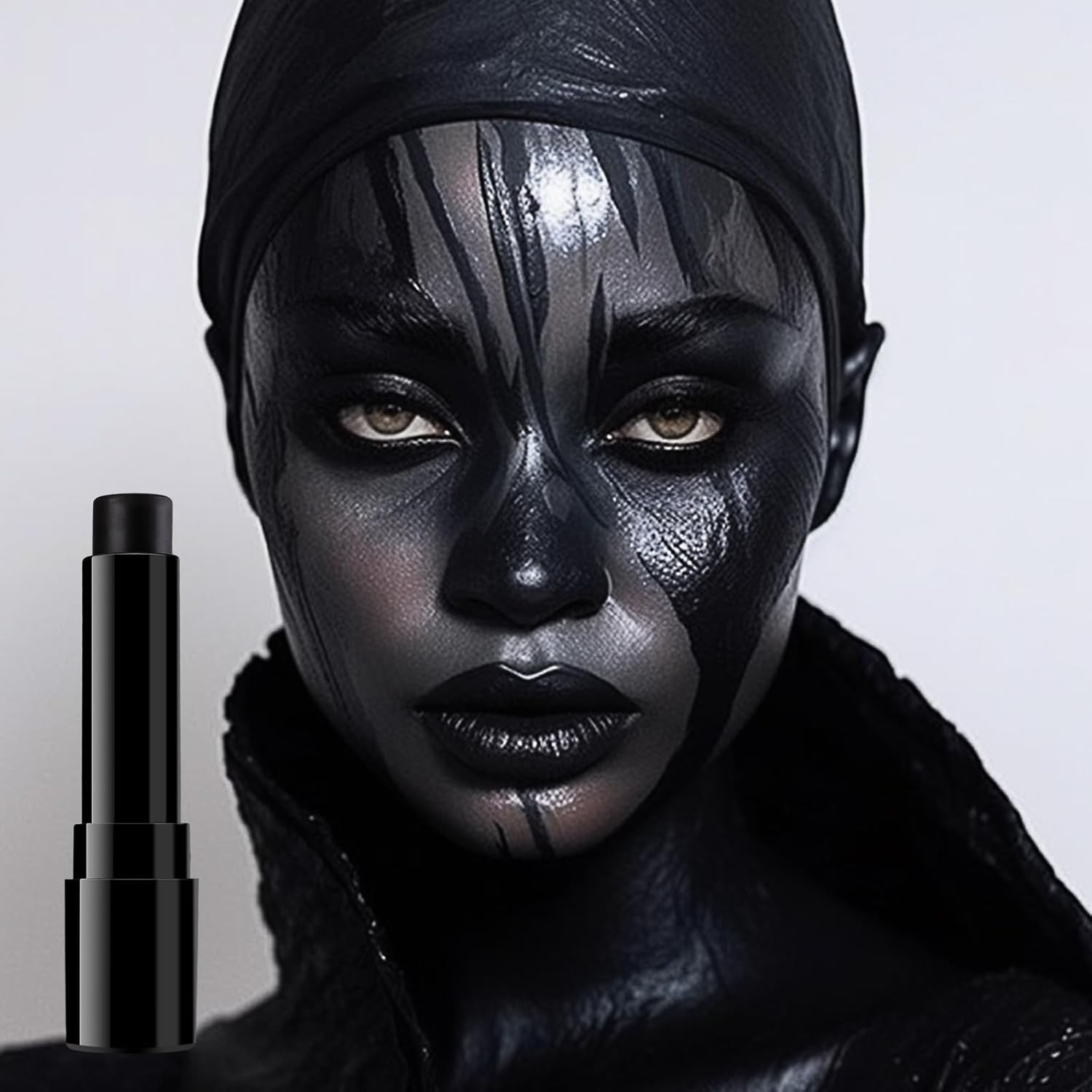 Black Face & Body Paint Stick, Blendable Cream Makeup for Sports & Halloween