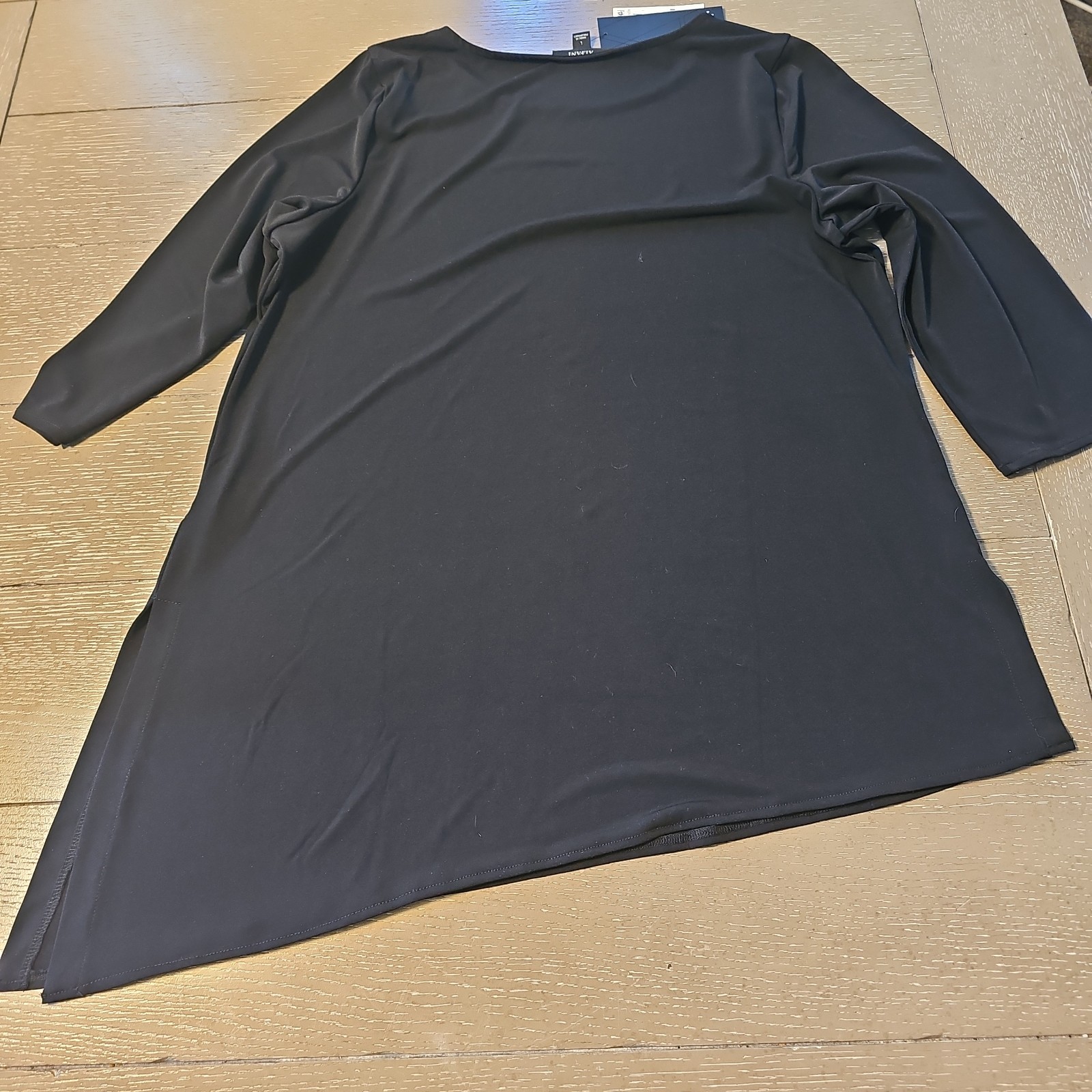 NWT Alfani LARGE Black Asymmetric Hem Tunic ¾ Sleeve