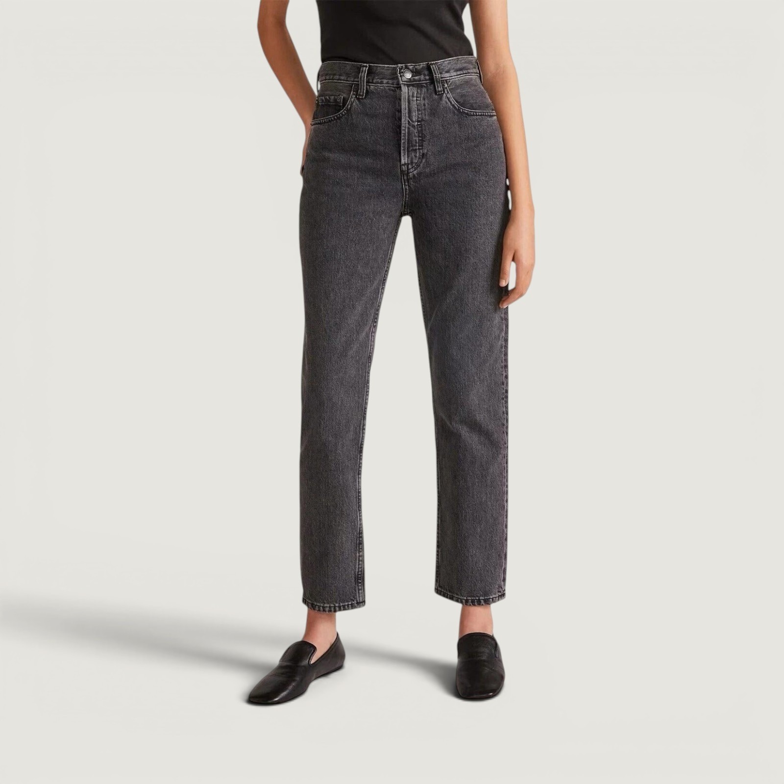 Everlane The 90s Cheeky Jean Washed Black Organic Cotton Ankle Jeans Size 26