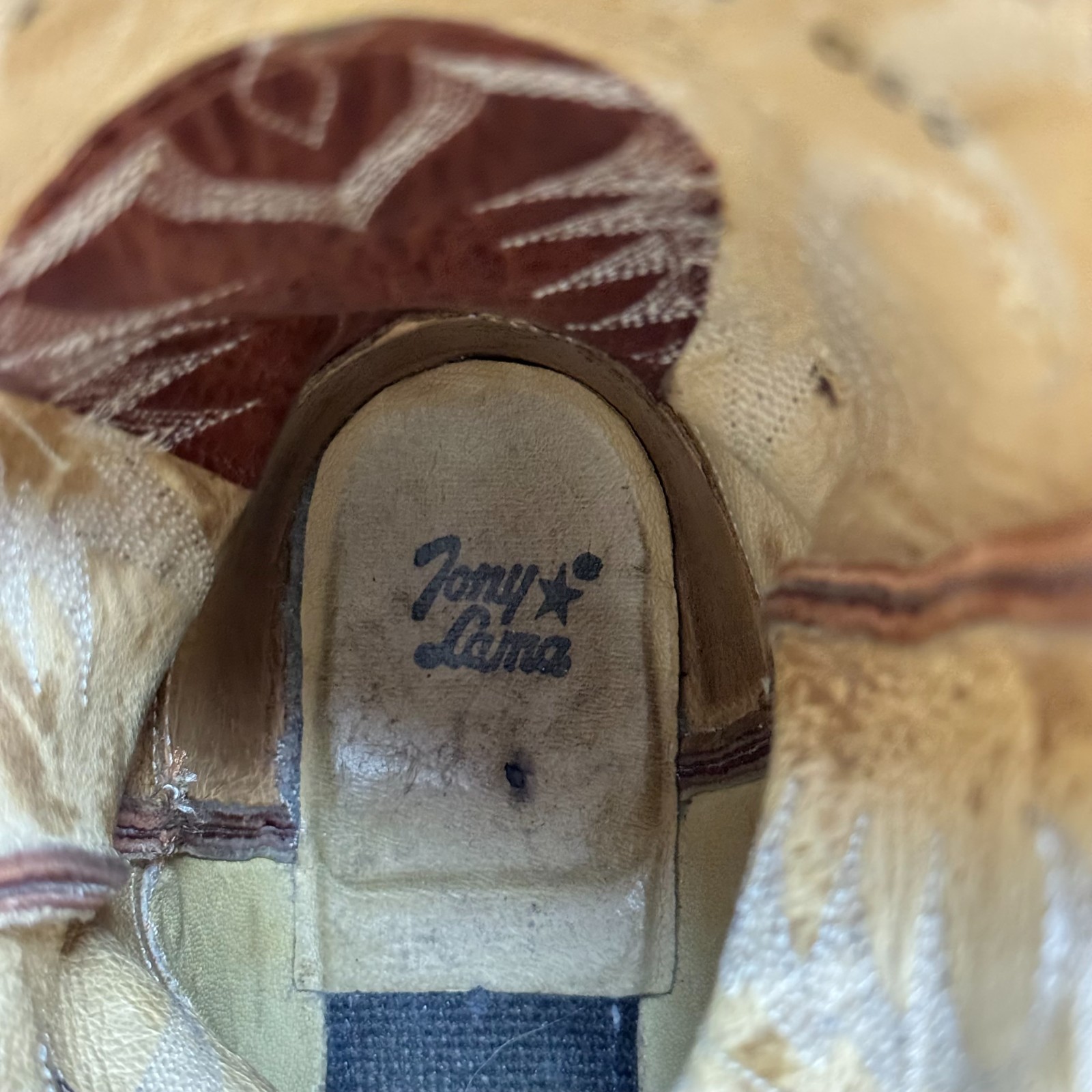 Vintage Tony Lama Boots Men 7.5 EE Brown Bullhide Leather White Label Cowboy EUC