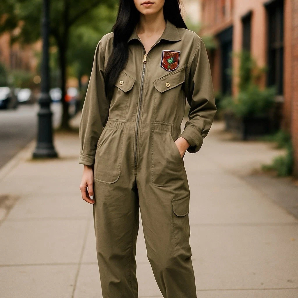 Houston White For Target Coveralls Flight Jumpsuit XXL Army Green Patches