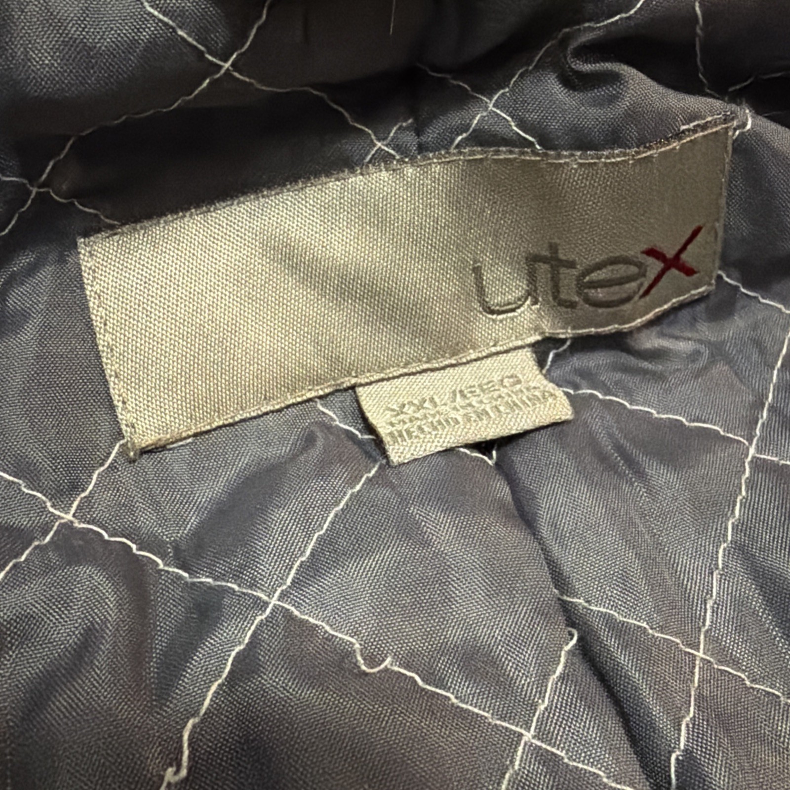 Vintage UTEX Wool Blend Shadow Plaid Jacket Shacket Quilted Black Gray 2XL
