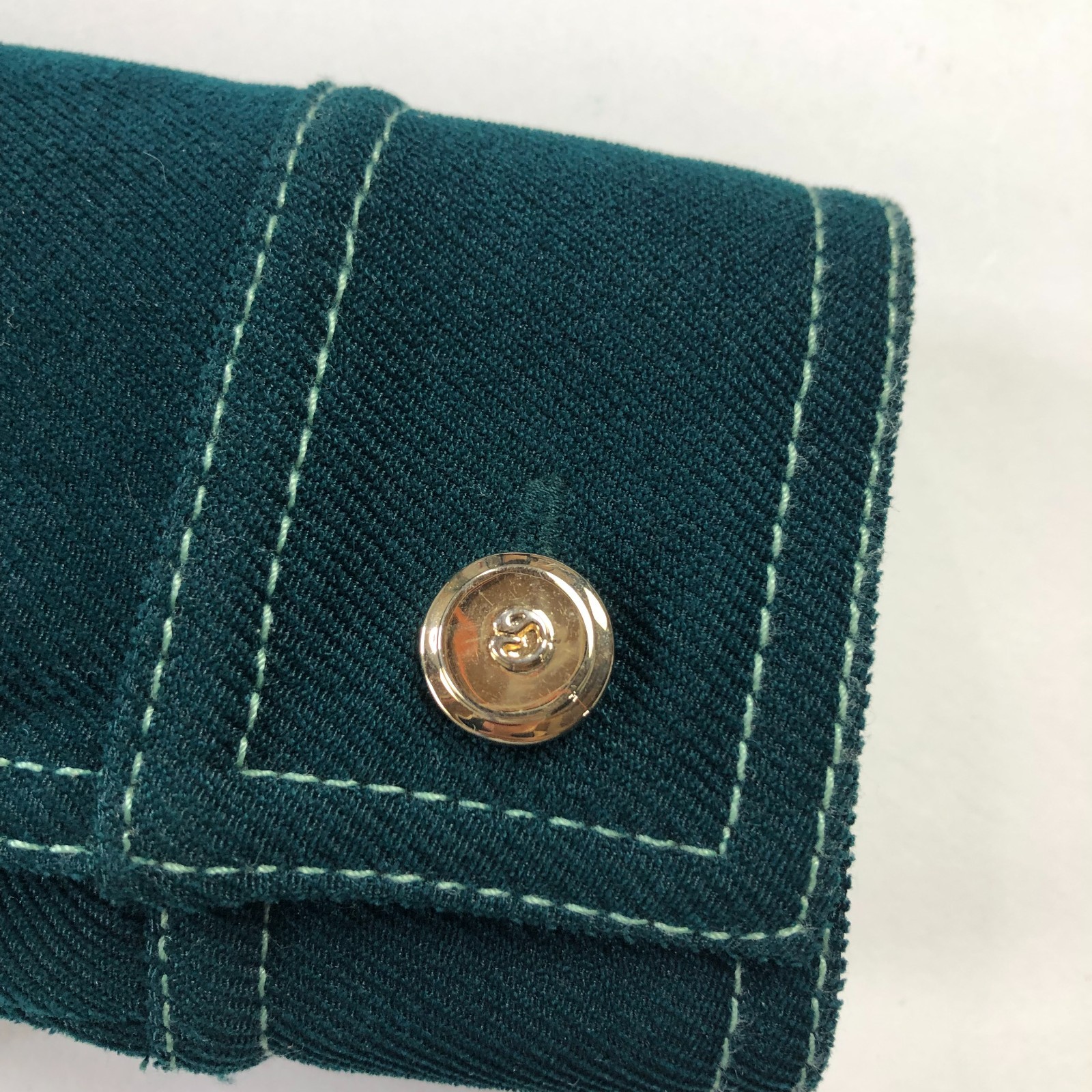 St. John Sport Marie Gray Size P Petite Button Blazer Jacket Dark Green PLS READ