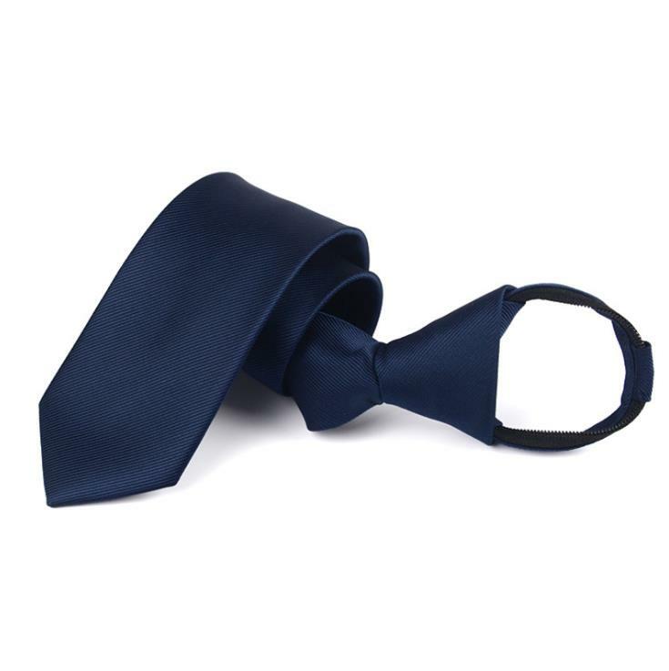 Men’s Solid Color Ready Knot Pre Tied Formal Zipper Tie Neck Wear