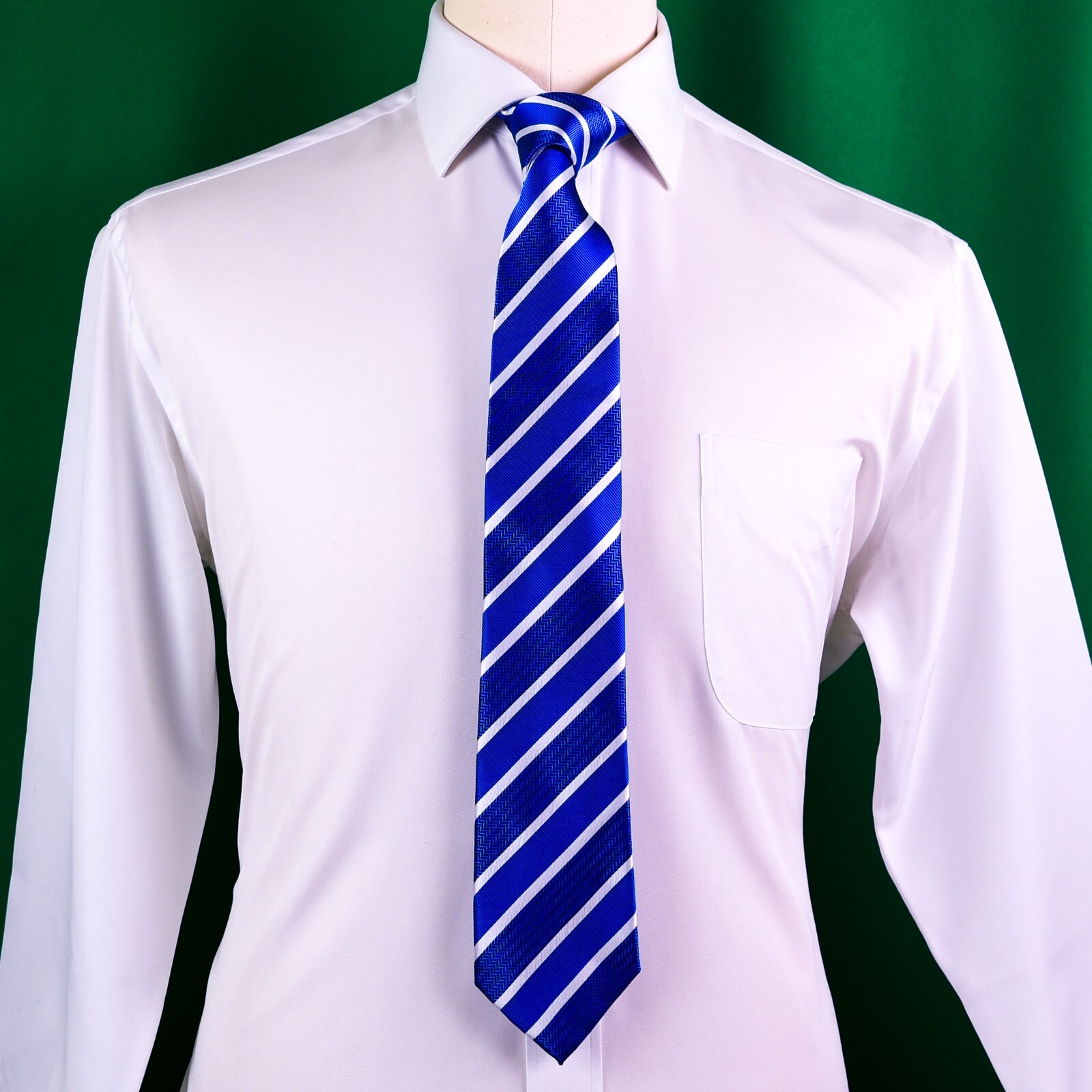 Blue White Striped Classic Width Tie 8cm Necktie Standard Wide Top Boss Fashion