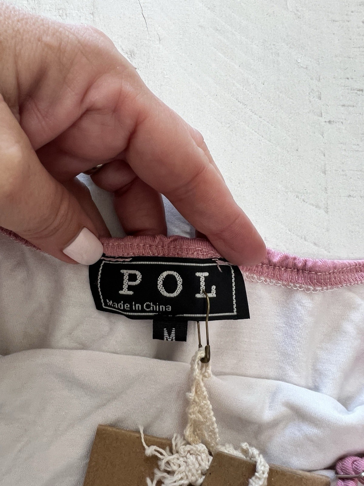 POL Pink White Layered Sleeveless Tank Top Handkerchief Hem M Knit