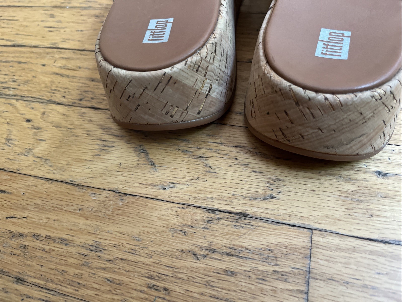 FITFLOP NEW F-MODE LEATHER FLATFORM TOE POST THONG SANDALS PLATINO GOLD -10