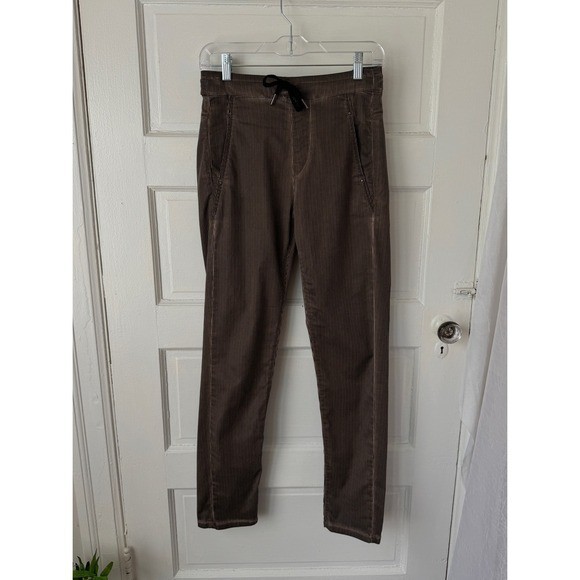 Alembika Iconic Stretch Pants Stripe Print Straight Leg Pull On Pockets Boho