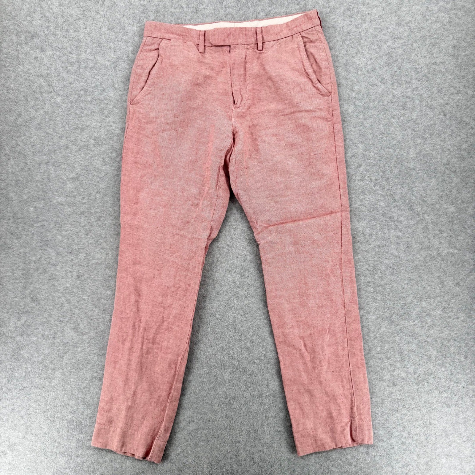 J Crew Bowery Slim Pants Mens 29×30 Pink Baird McNutt Irish Linen Blend G1780