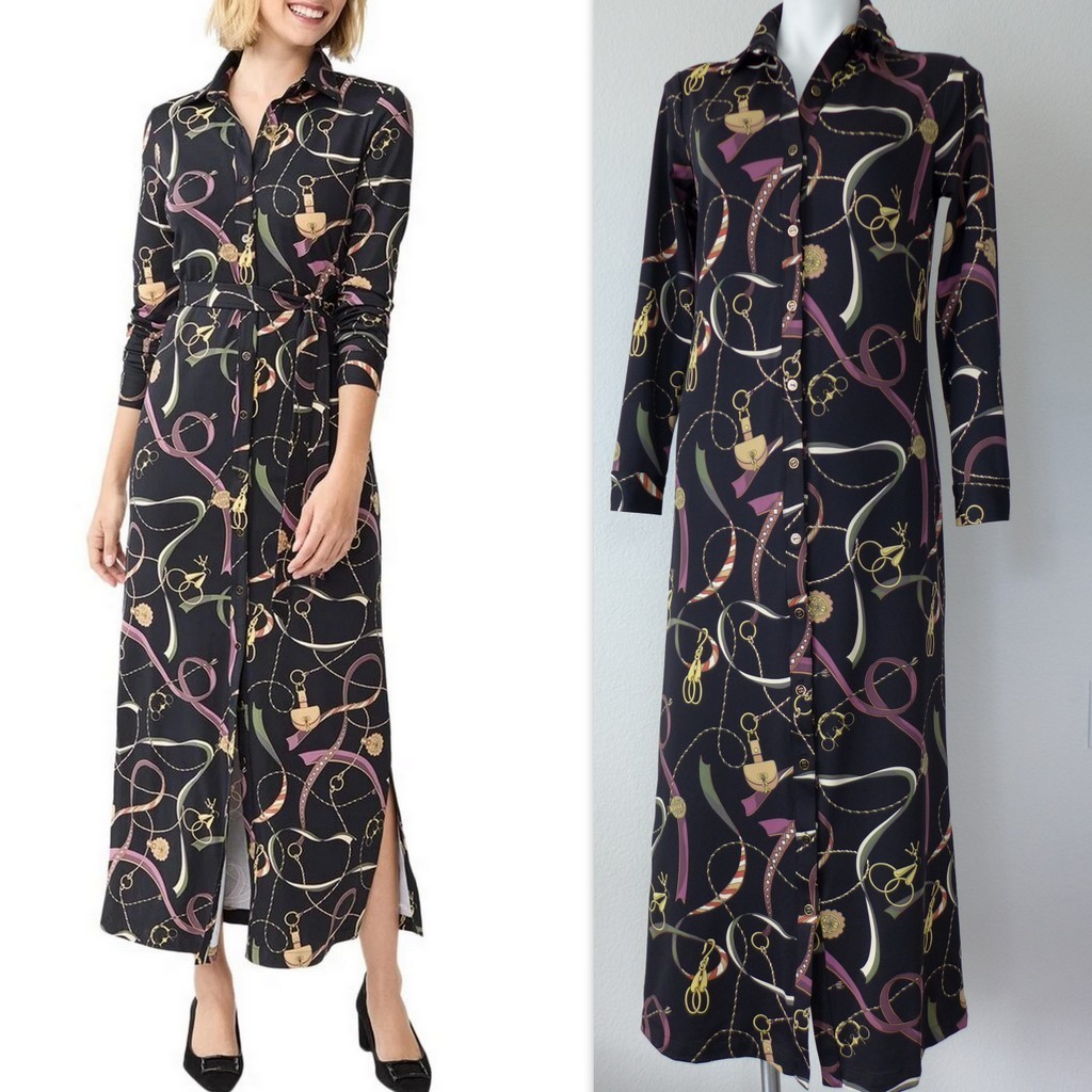 J.McLaughlin S Armory Catiline Cloth Point Collar Button Front Long Sleeve Dress