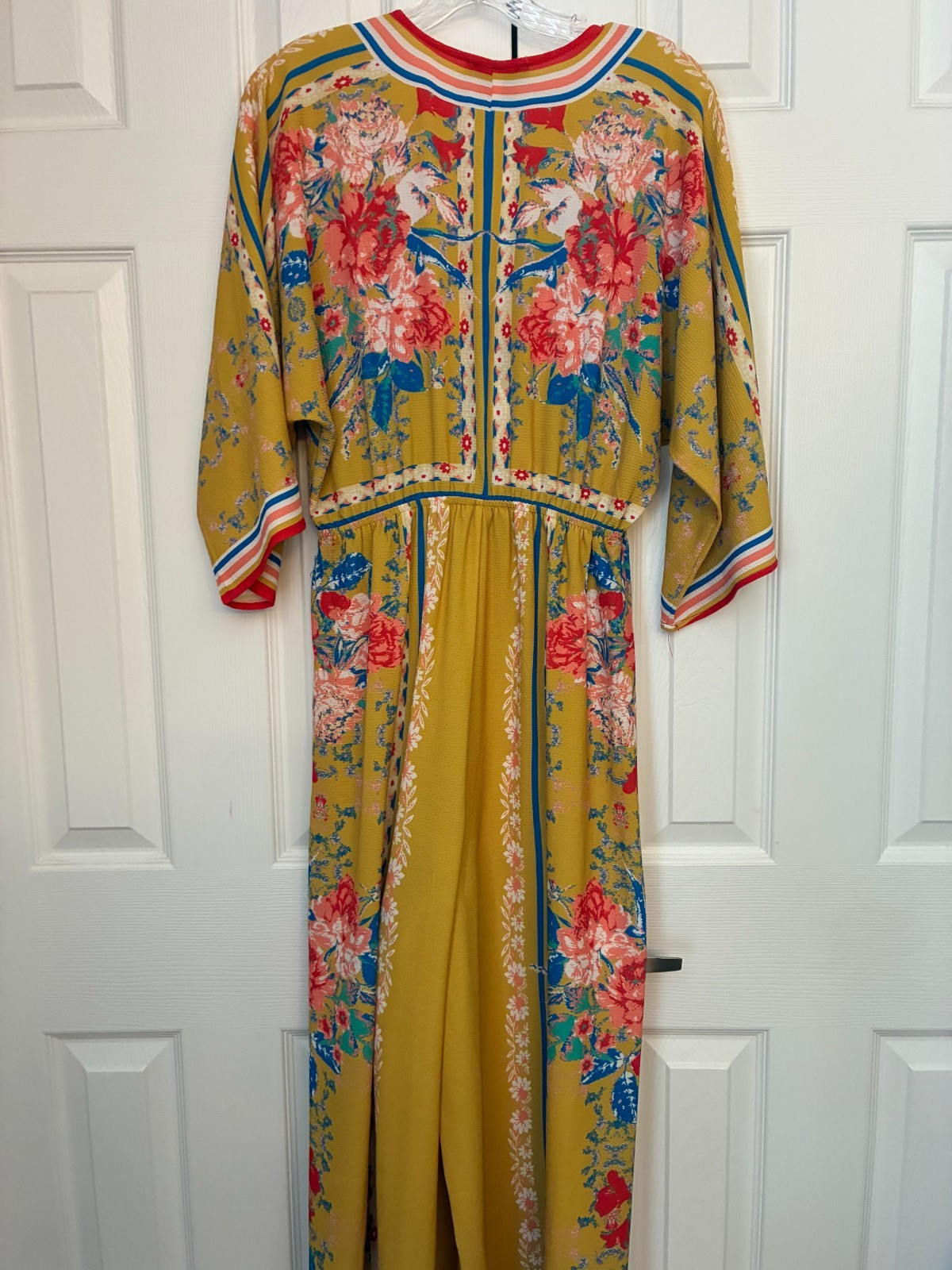 FLYING TOMATO, BATWING/DOLMAN SLEEVE, V-NECK FLORAL, WIDE LEG JUMPSUIT, SMALL