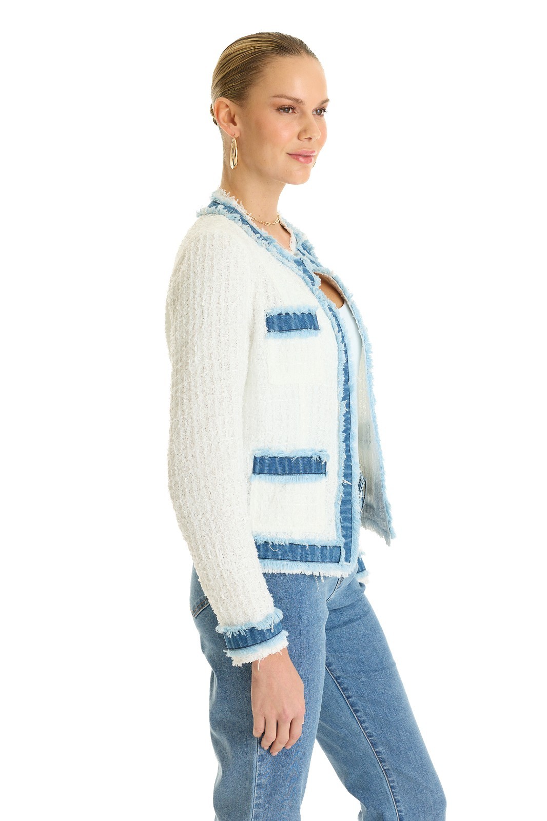 Julia Tweed Jacket Denim/White THE NOLI SHOP