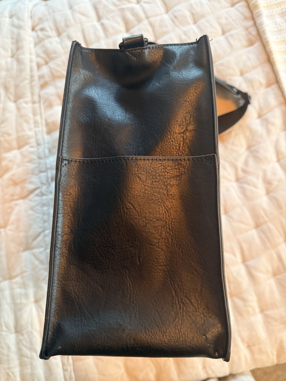 BEIS Large Black Work Tote Bag Zip Closure Detachable Shoulder Strap