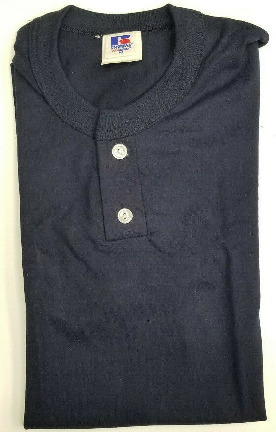 NEW Vintage Russell Athletic Blank 2 Button Henley T-shirt Mens El Salvador