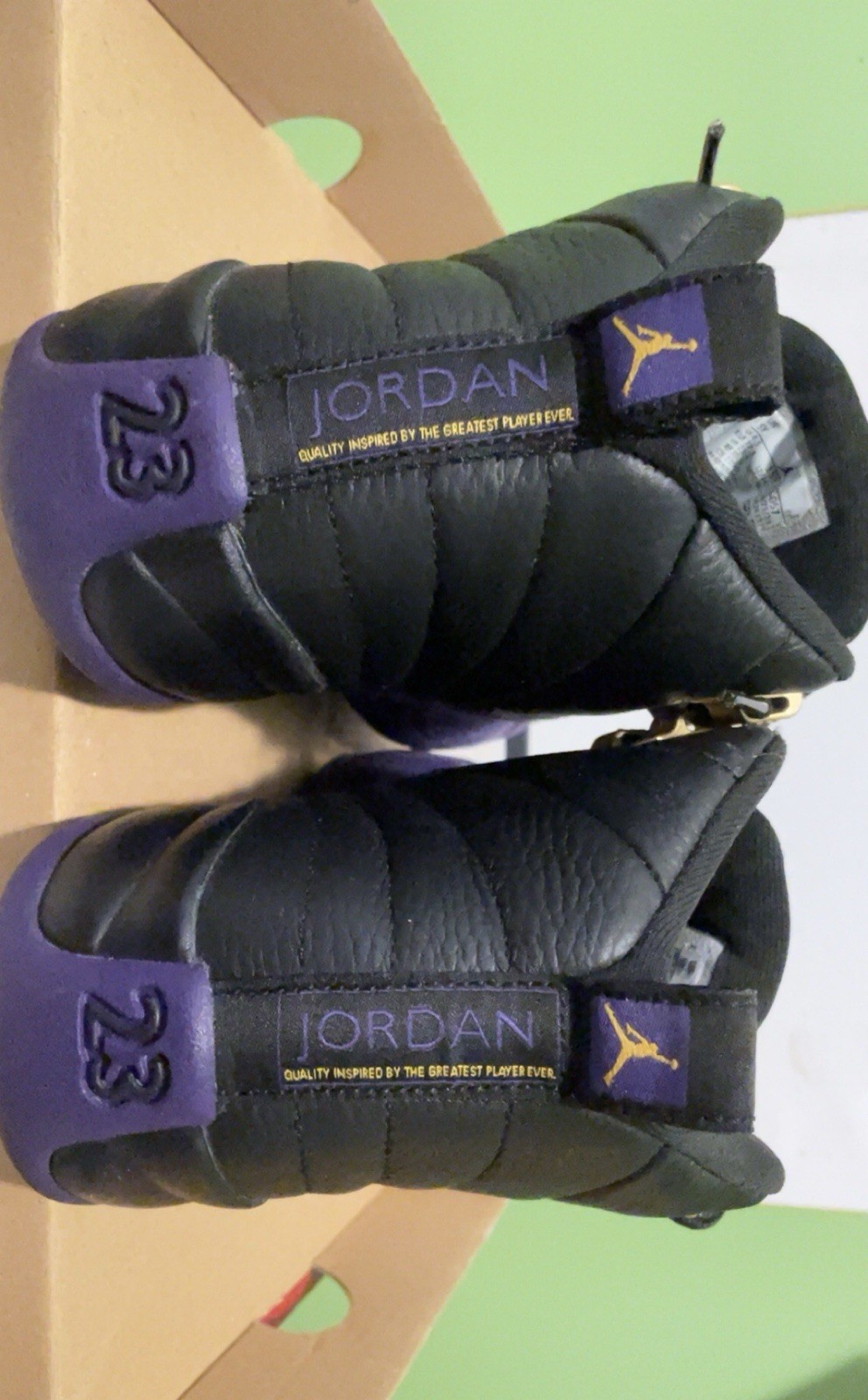 Jordan 12 Boys High Top Sneakers Black Purple Gold 5Y And Air Force 1 5Y