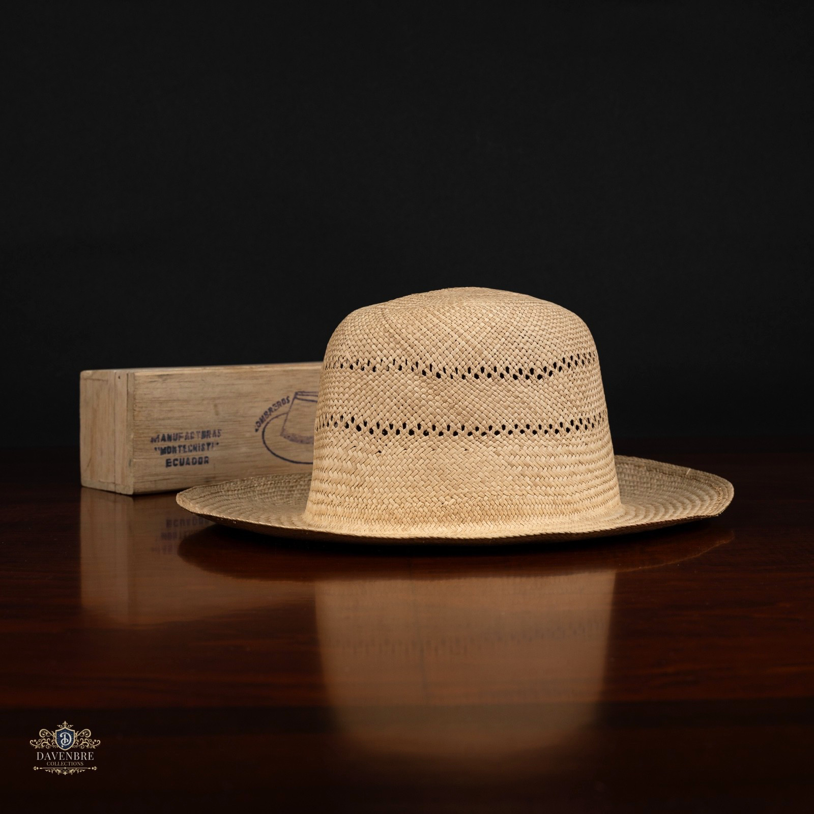 Rollable Montecristi Toquilla Palm Straw Panama Hat Natural Blocked 7 1/4
