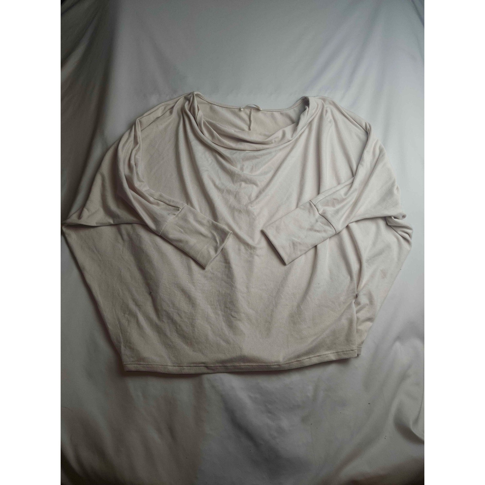 Zenana Womens Cream Batwing Dolman Sleeve Cowl Neck Oversized Top Large