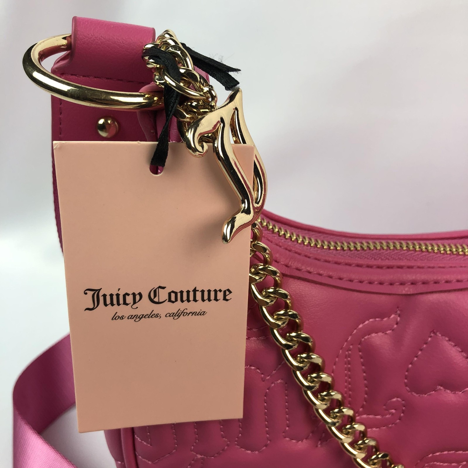 Juicy Couture Crossbody Bag Womens Medium Pink Juicy Puff Half Moon Chain Pouch
