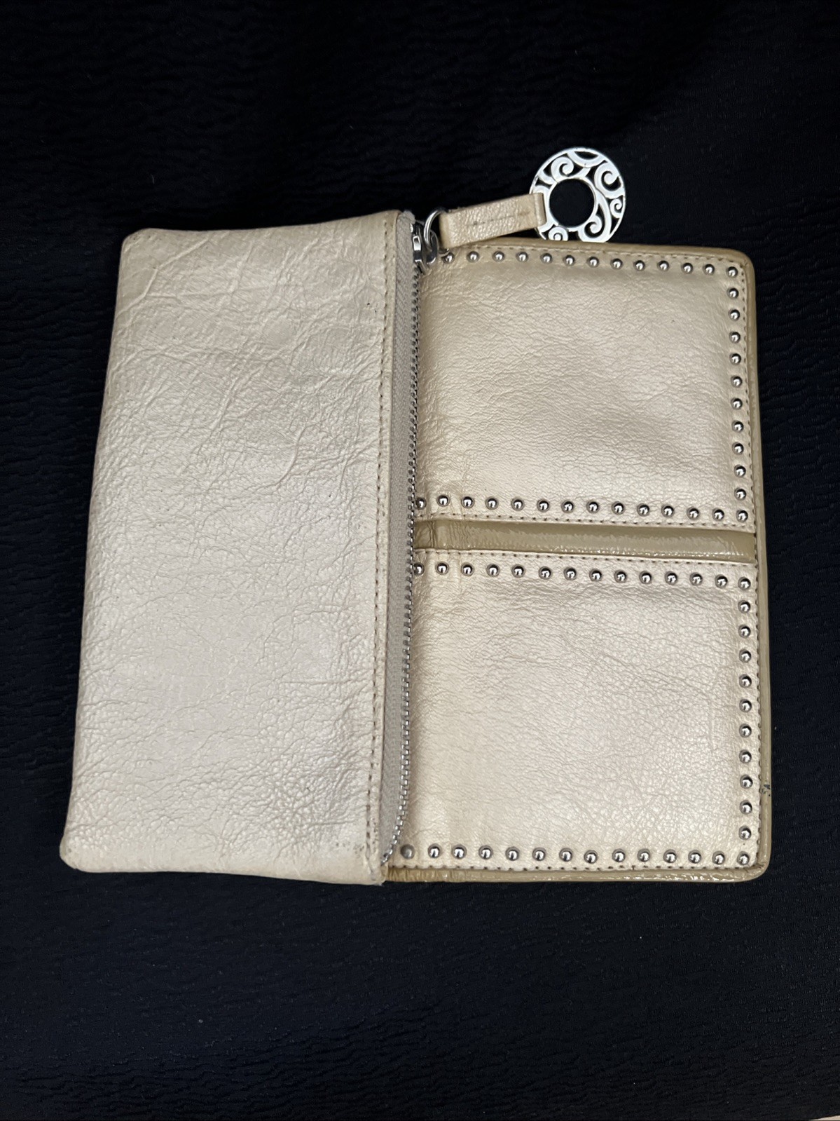 Brighton Tan Leather Wallet Silver Details Multi Pocket Organizer Western