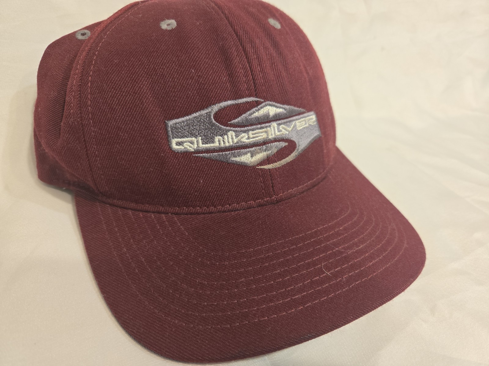 Vintage 90s Quicksilver Snapback Logo Embroidered Hat USA Made Surfwear