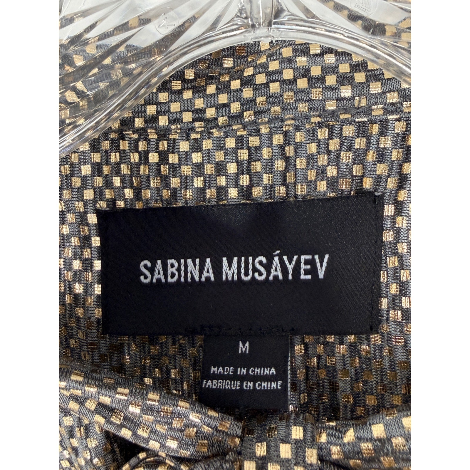 Anthropologie Sabina Musayev Eugene Shimmer Dress Gold Long Sleeve Mini Medium
