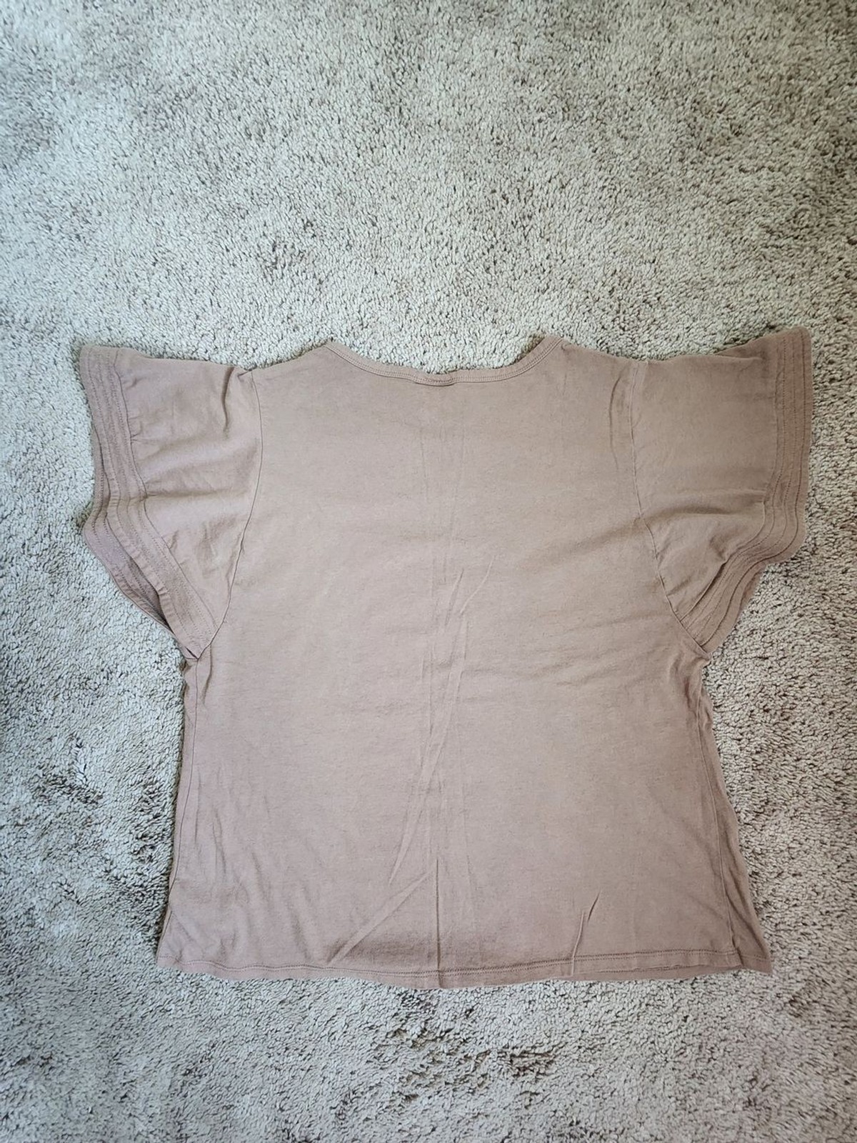 Womens Taupe Flutter Sleeve Top