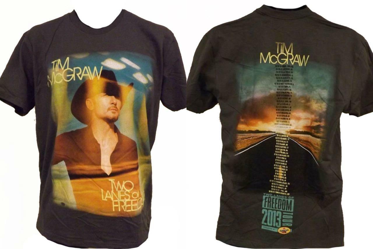 Tim McGraw Mens Sizes S-M-L-XL-2XL 2013 Two Lanes of Freedom Tour Concert Shirt