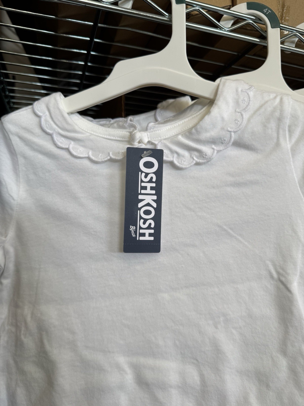 OshKosh B’gosh Toddler Girls’ Peter Pan Short Sleeve Top – White 4T, Lot Of 6