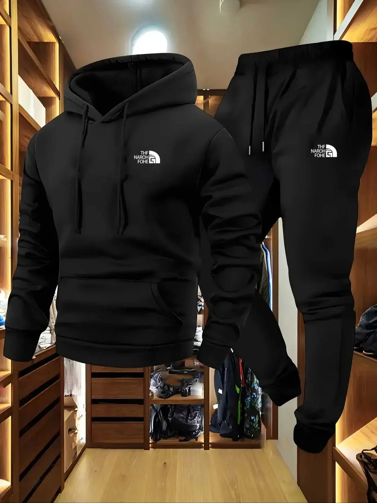 Men’s Autumn and Winter Pattern Casual Two-Piece Set Hooded Sweatshirt and Pants