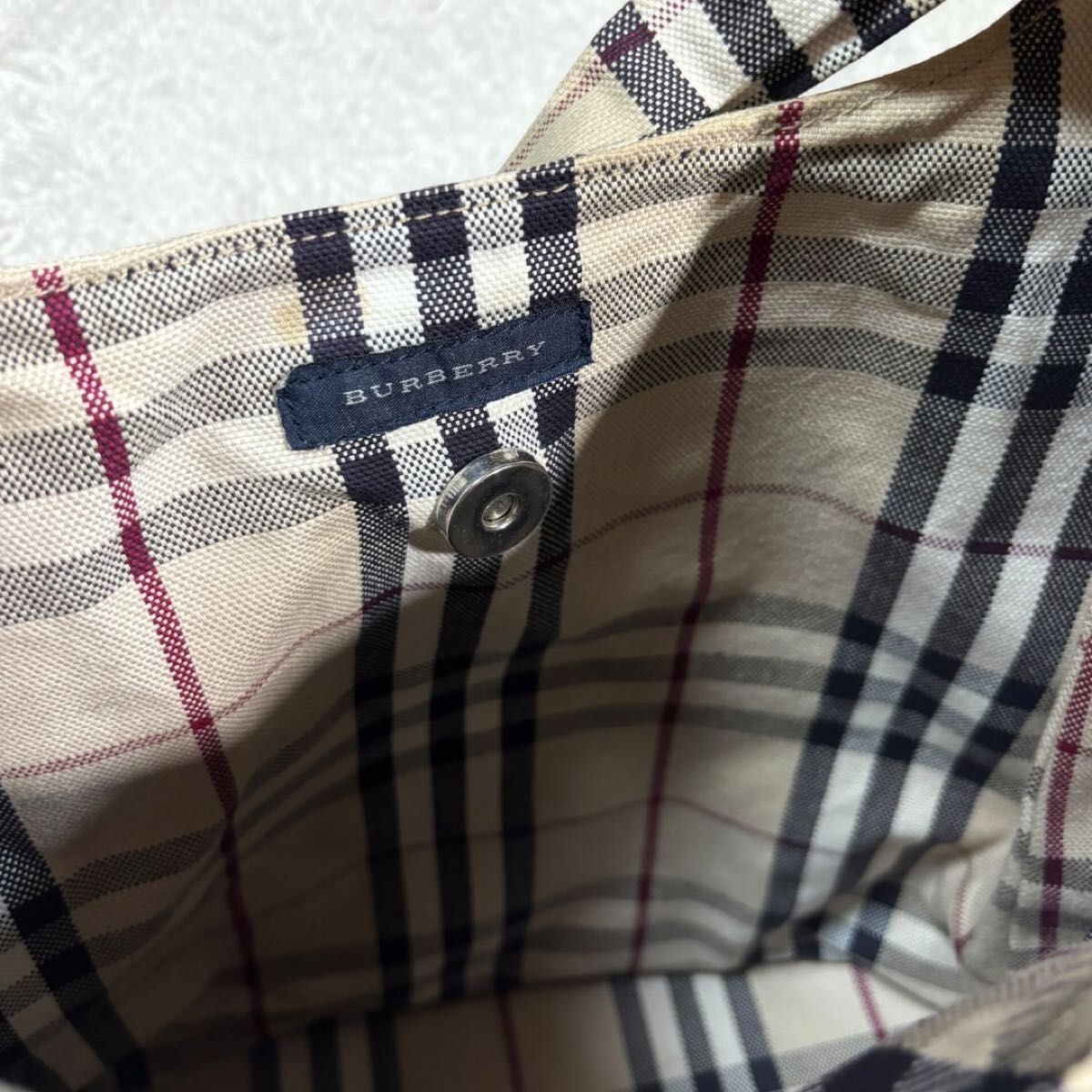Burberry Nova Check Canvas Shoulder Bag Beige Vintage Women Magnetic 11.81in