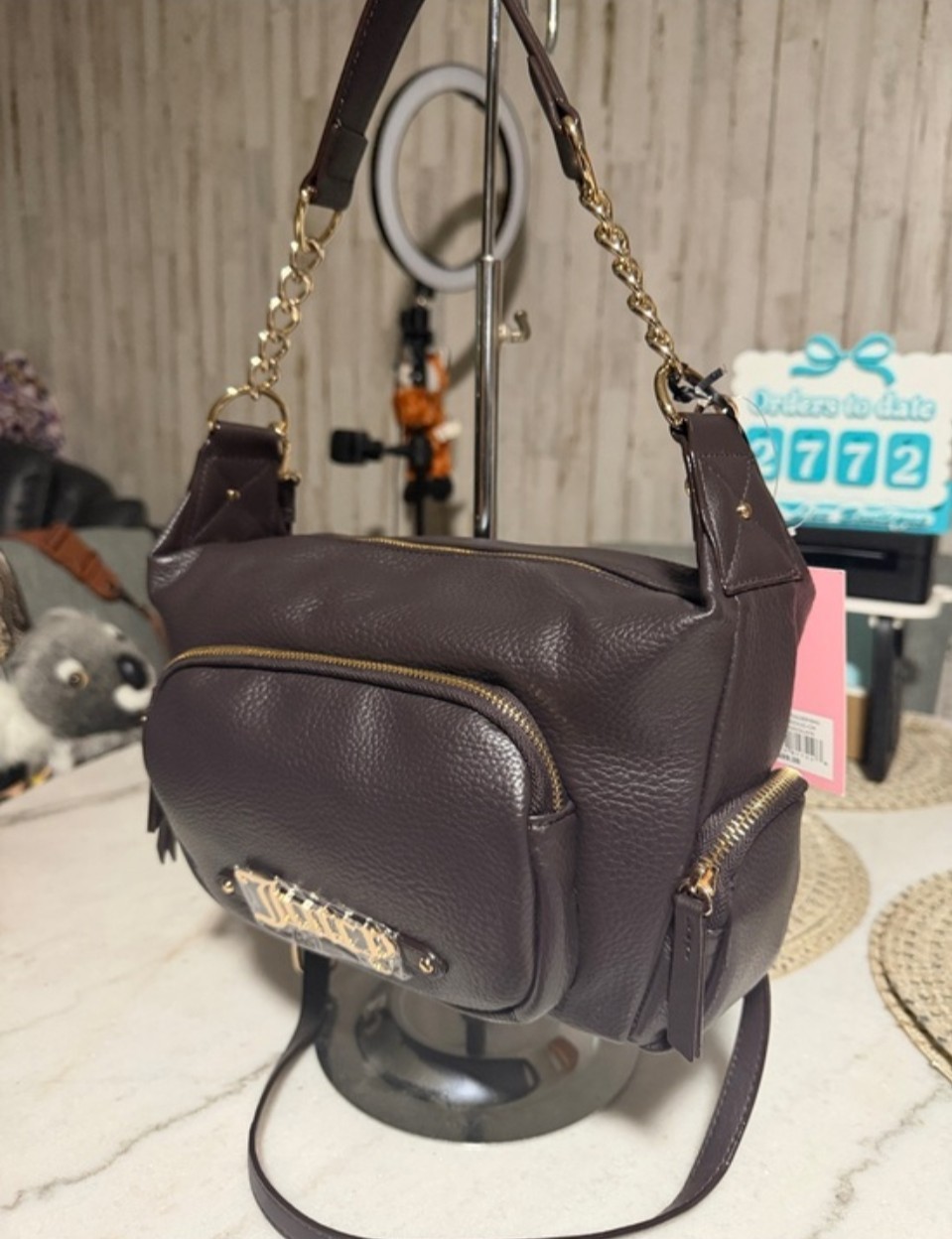 NWT Juicy Couture She’s The Moment Flap Shoulder Bag – Chocolate Brown